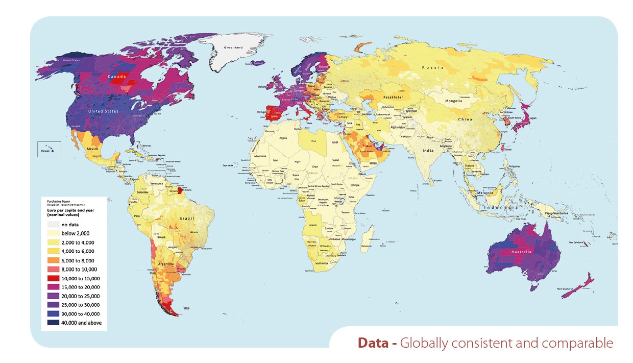 Karte der weltweiten MBI Kaufkraft