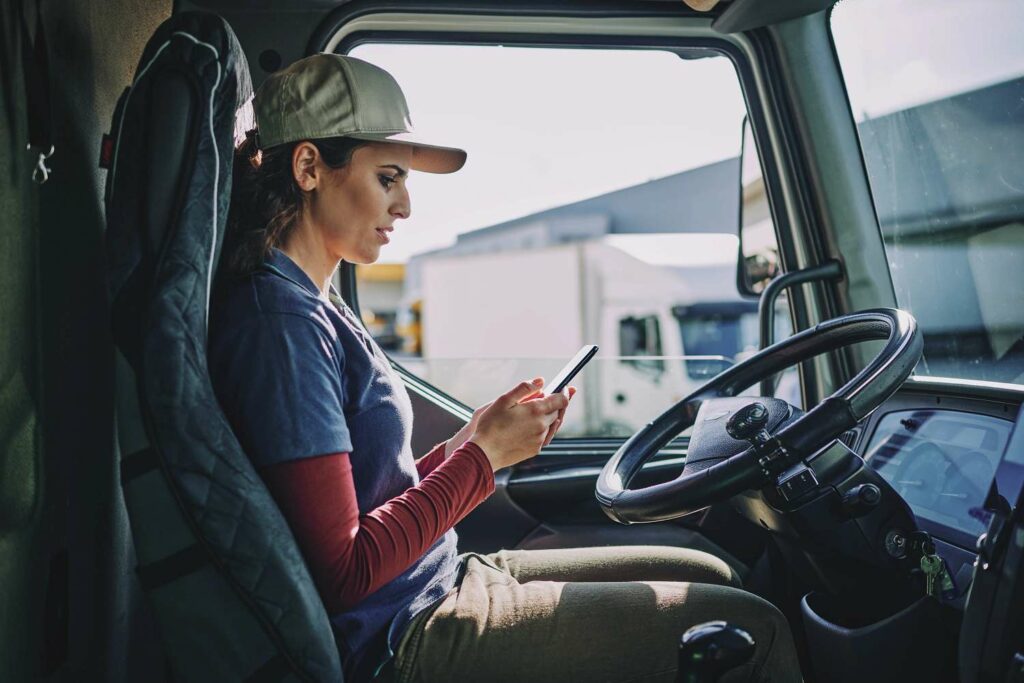 A truck driver uses navigation from here.