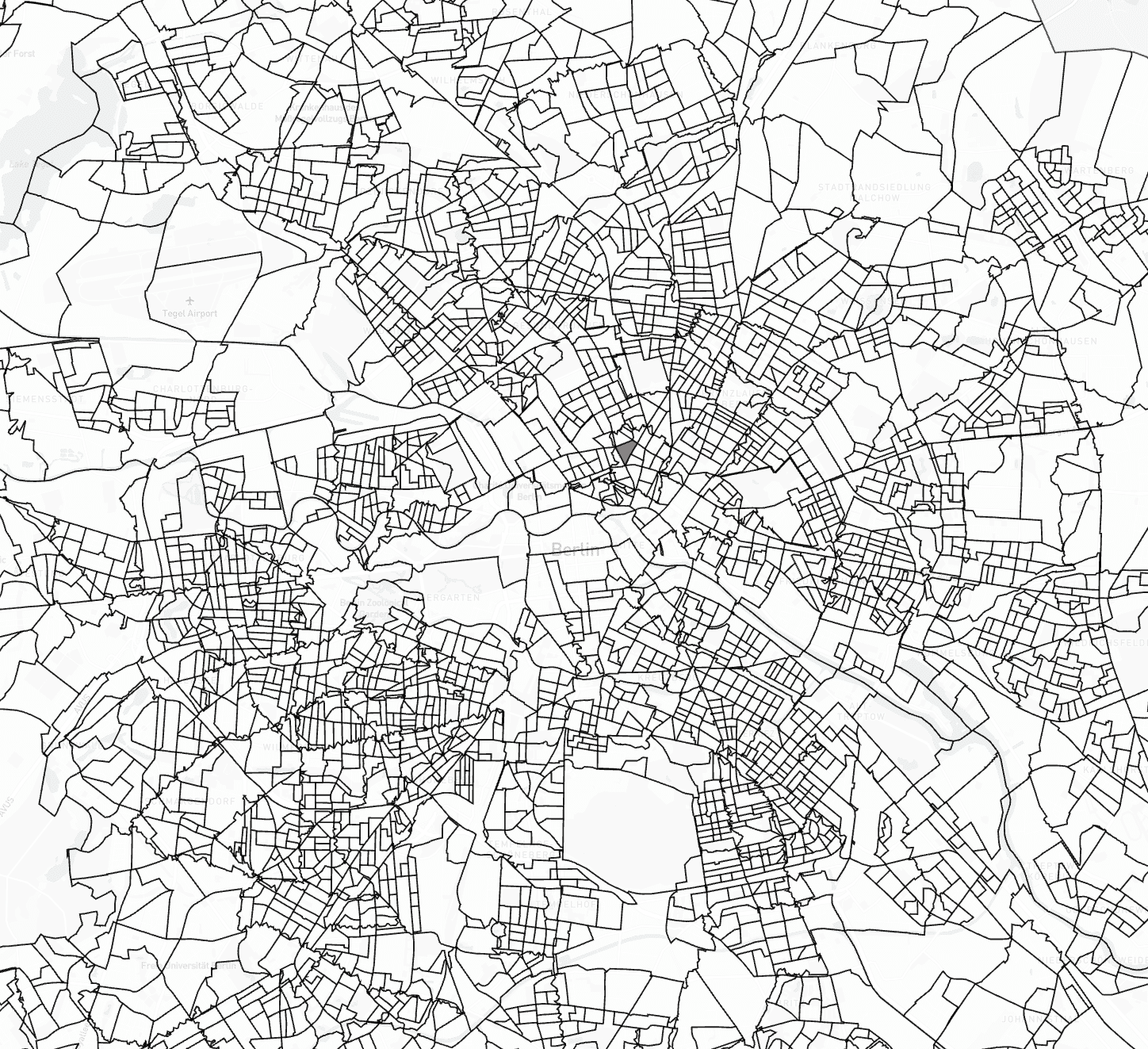 Eine Karte, auf der microdemographische Grenzen eingezeichnet sind.