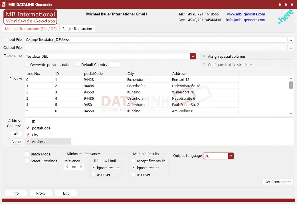 Example of multiple transactions in the Geocoder application