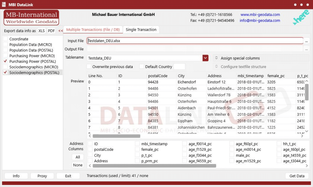 Exemplary illustration of the datalink application