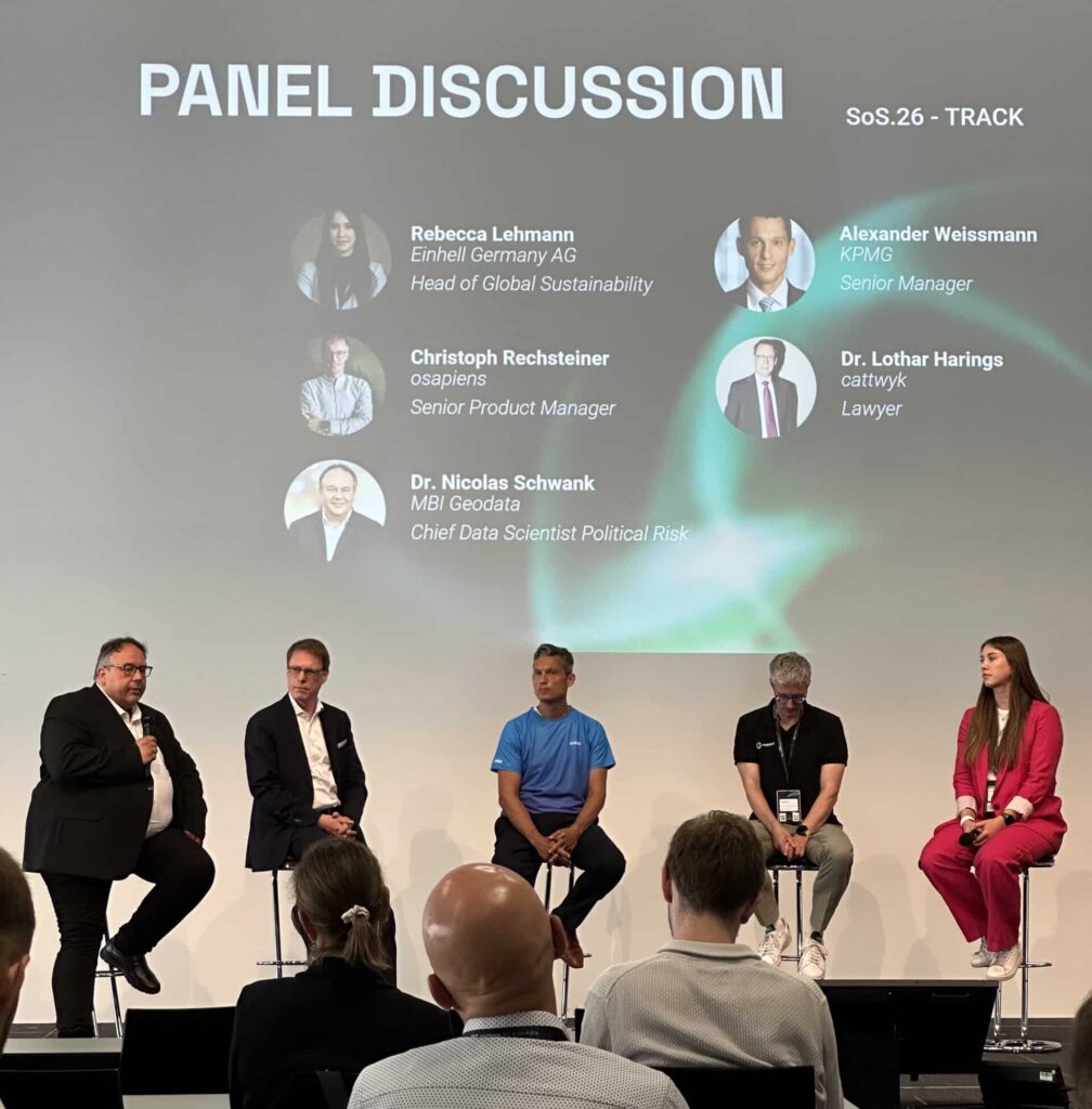 Paneldiskussion über intelligentes Lieferantenmanagement und Resilienz auf dem Sustainability osapiens Summit 2026.