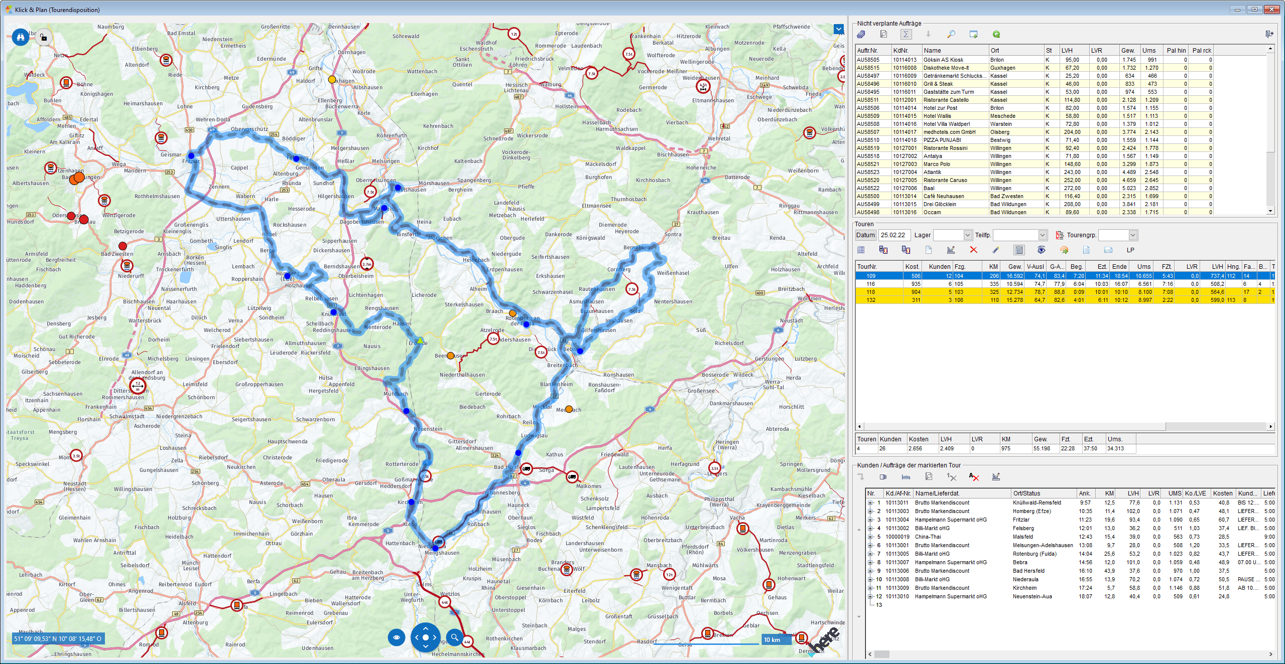 Screenshot showing an example of the Wolf Software logistics information system LoGo 3