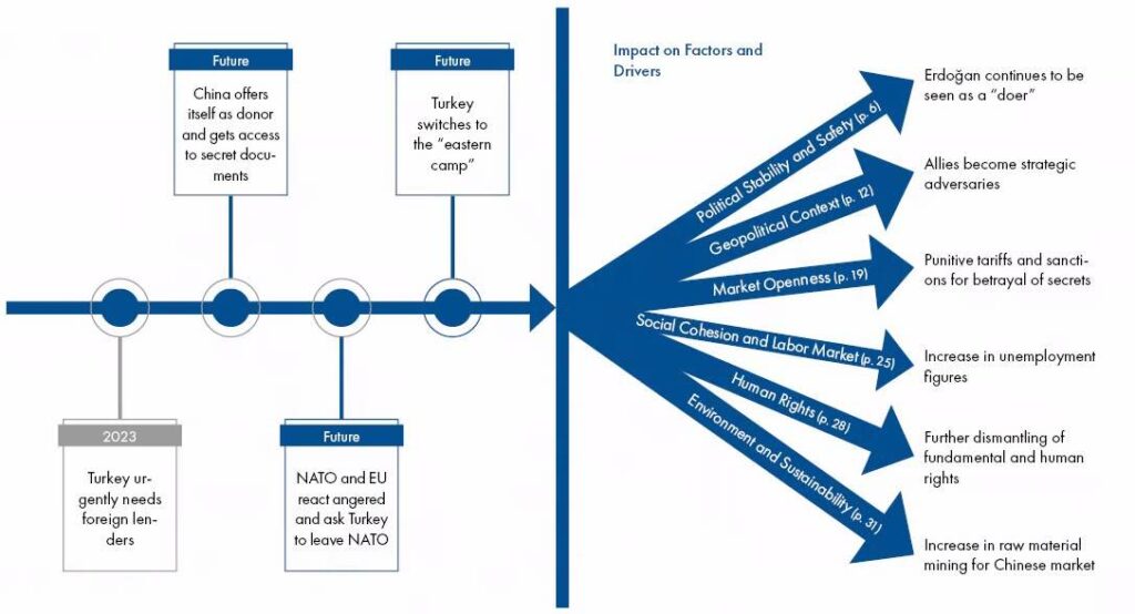 Summary chart from a political risk report on de-risking.