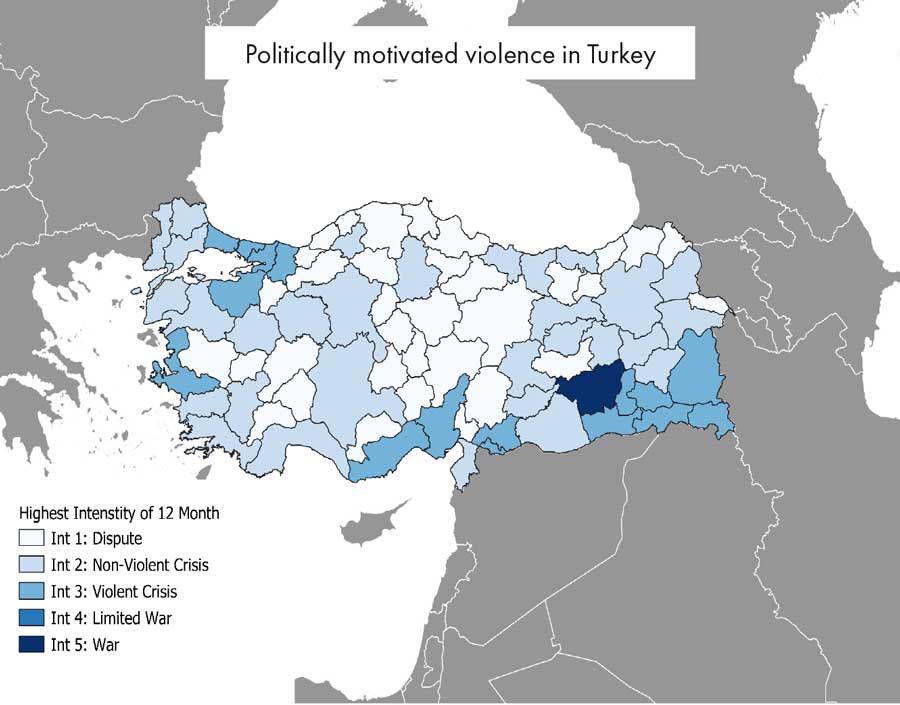 Finely divided map of politically motivated violence assists in de-risking.