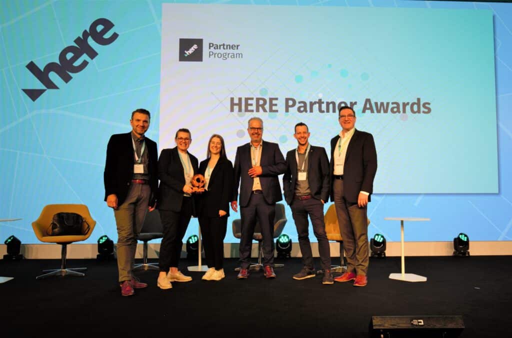 MBI winning the "Global HERE Distributor of the Year" award at the HERE Partner Awards 2023
