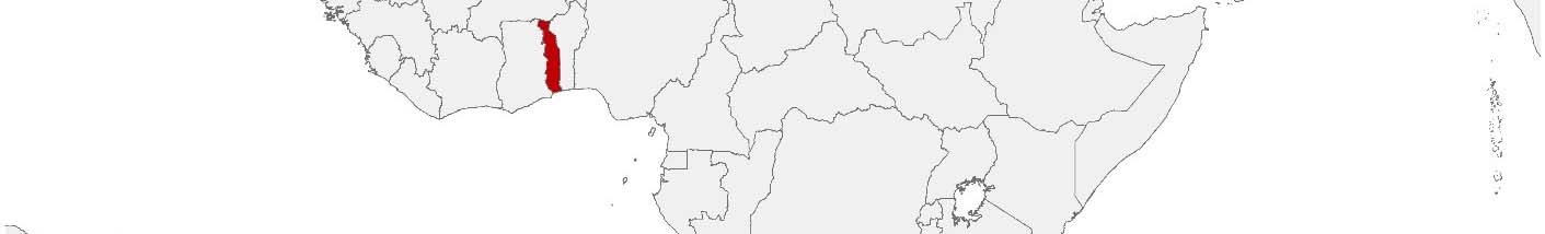 Kaufkraftdaten und soziodemographische Daten können auf einer Karte von Togo mithilfe der Gebietsgrenzen Régions dargestellt werden.