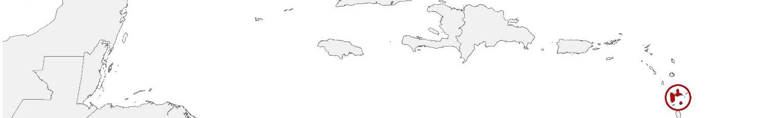 Purchasing power data and socio-demographic data can be displayed on a map of Guadeloupe using the following area boundaries: Communes.